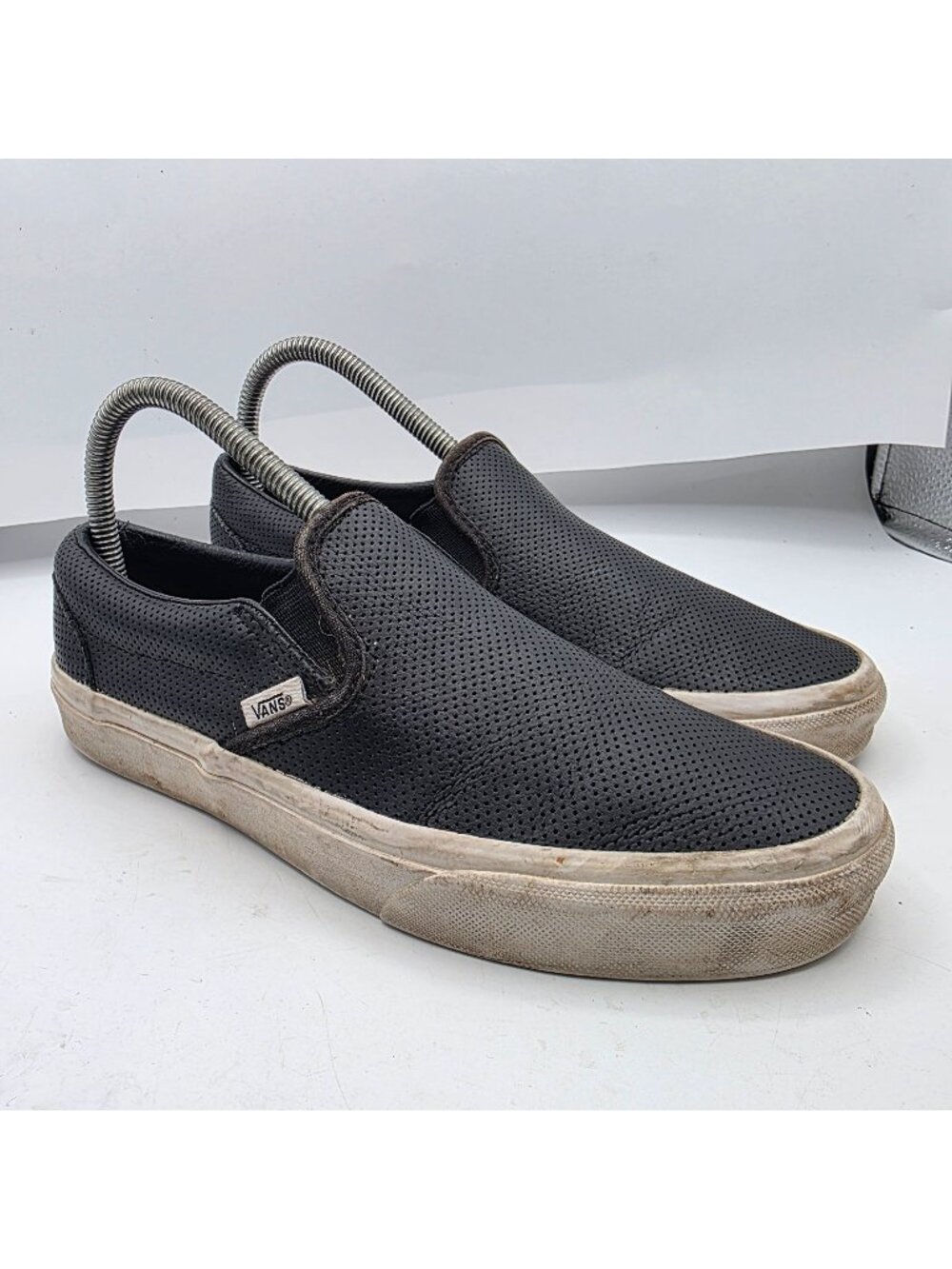 Vans Classic Slip On Womens Size 7.5 Black Perforated Casual Sneaker Shoes